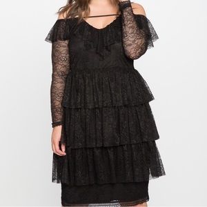 Eloquii Black Tiered Lace Dress